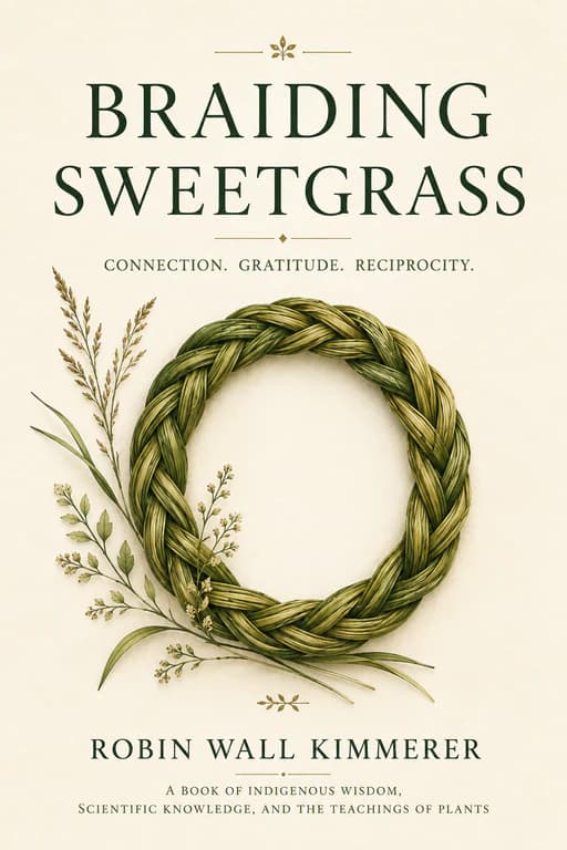 Editorial cover for Braiding Sweetgrass by Robin Wall Kimmerer
